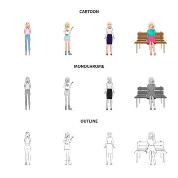 Isolated object of posture and mood logo. Collection of posture and female Stock Illustration