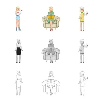 Isolated object of posture and mood logo. Collection of posture and female Stock Illustration