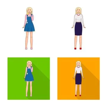 Isolated object of posture and mood sign. Collection of posture and female stock Stock Illustration