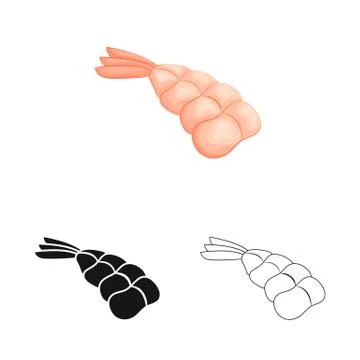 Isolated object of prawn and creature logo. Set of prawn and fresh stock vector Stock Illustration