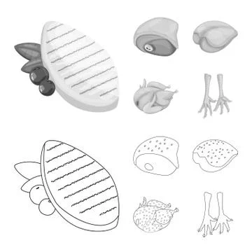 Isolated object of product and poultry sign. Collection of product and Stock Illustration
