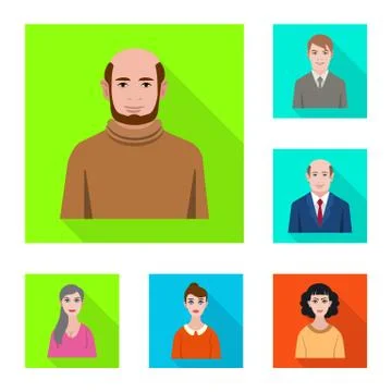 Isolated object of profile and portrait sign. Set of profile and profession Stock Illustration