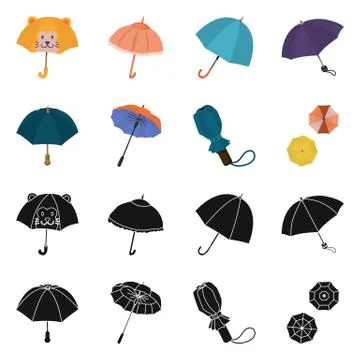 Isolated object of protection and closed sign. Set of protection and rainy stock Illustrazione stock