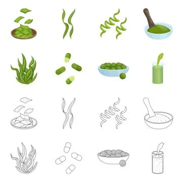 Isolated object of protein and sea logo. Collection of protein and natural stock Stock Illustration