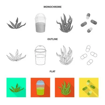 Isolated object of protein and sea symbol. Set of protein and natural stock Stock Illustration