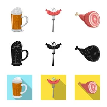 Isolated object of pub and bar symbol. Set of pub and interior stock symbol for Stock Illustration