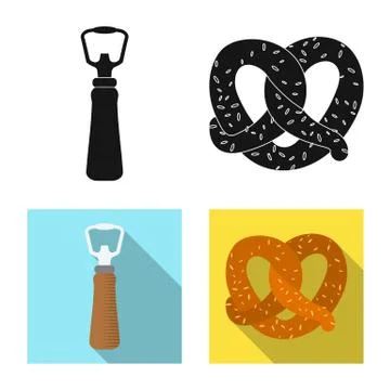 Isolated object of pub and bar logo. Collection of pub and interior stock vector Stock Illustration