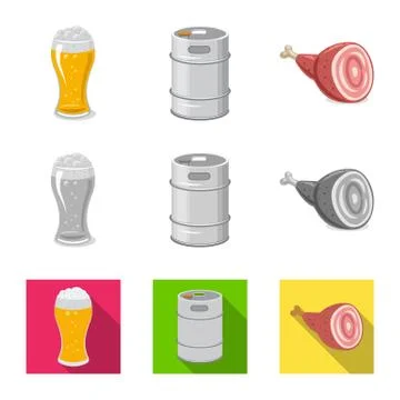 Isolated object of pub and bar sign. Collection of pub and interior stock vector Stock Illustration