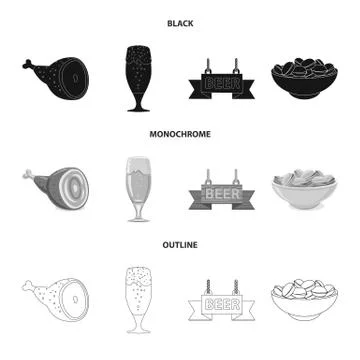 Isolated object of pub and bar symbol. Collection of pub and interior stock Stock Illustration