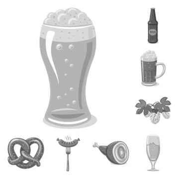 Isolated object of pub and bar logo. Collection of pub and interior vector icon Illustration