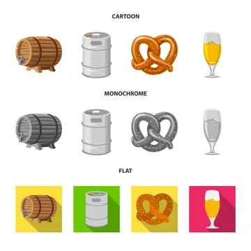 Isolated object of pub and bar logo. Collection of pub and interior stock symbol Stock Illustration