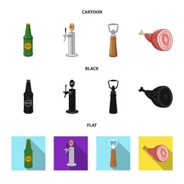 Isolated object of pub and bar logo. Collection of pub and interior vector icon Illustrazione stock