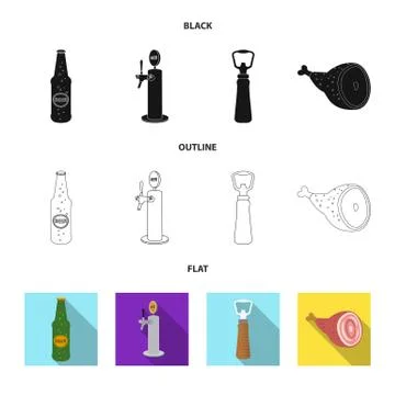 Isolated object of pub and bar logo. Set of pub and interior stock symbol for Stock Illustration