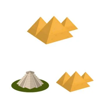 Isolated object of pyramid and egypt sign. Set of pyramid and egypt stock symbol Stock Illustration
