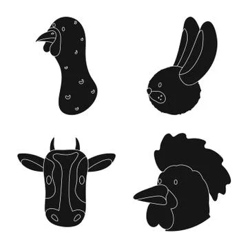 Isolated object of ranch and organic icon. Set of ranch and head stock vector Illustrazione stock
