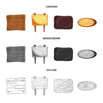 Isolated object of raw and forest sign. Set of raw and hardwood vector icon for Stock Illustration