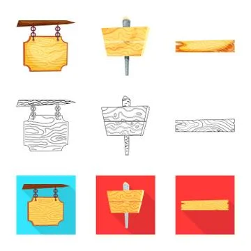 Isolated object of raw and forest sign. Collection of raw and hardwood stock Stock Illustration
