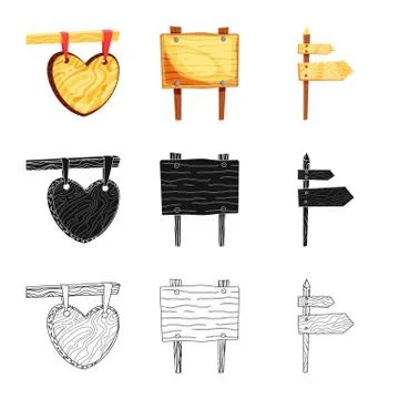 Isolated object of raw and forest logo. Collection of raw and hardwood stock Stock Illustration