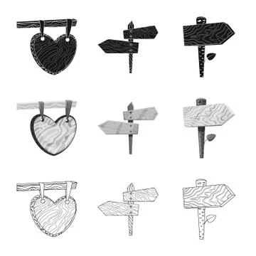 Isolated object of raw and forest symbol. Set of raw and hardwood stock symbol Stock Illustration