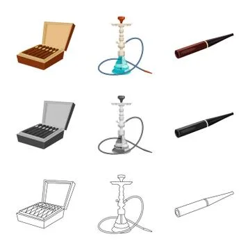 Isolated object of refuse and stop symbol. Collection of refuse and habit stock Illustrazione stock