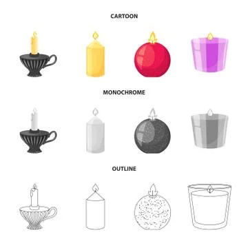 Isolated object of relaxation and flame symbol. Set of relaxation and wax stock Illustrazione stock