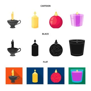 Isolated object of relaxation and flame sign. Set of relaxation and wax stock Illustration