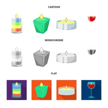 Isolated object of relaxation and flame sign. Collection of relaxation and wax 스톡 일러스트