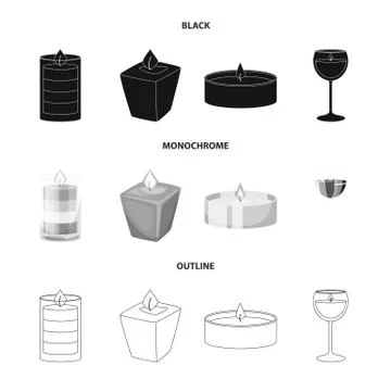 Isolated object of relaxation and flame sign. Set of relaxation and wax stock 스톡 일러스트