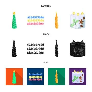 Isolated object of relaxation and flame sign. Set of relaxation and wax stock 스톡 일러스트