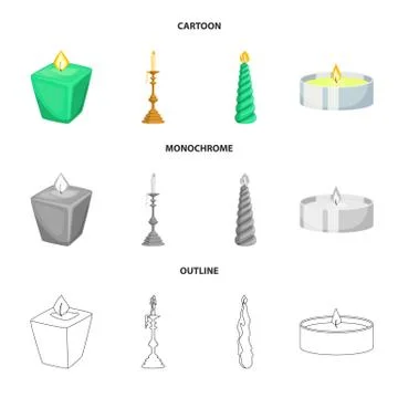 Isolated object of relaxation and flame symbol. Collection of relaxation and wax Stock Illustration