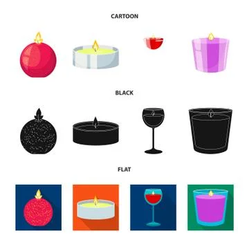 Isolated object of relaxation and flame sign. Set of relaxation and wax vector Stock Illustration