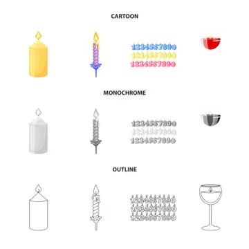 Isolated object of relaxation and flame icon. Collection of relaxation and wax Stock Illustration