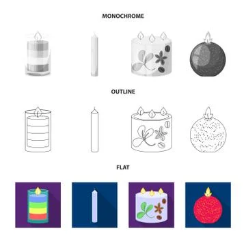 Isolated object of relaxation and flame symbol. Collection of relaxation and wax Stock Illustration