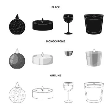 Isolated object of relaxation and flame symbol. Collection of relaxation and wax Stock Illustration