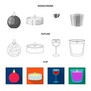 Isolated object of relaxation and flame sign. Collection of relaxation and wax Stock Illustration