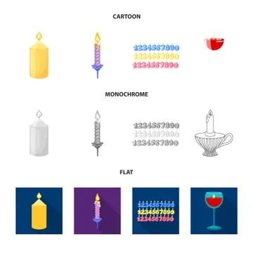 Isolated object of relaxation and flame icon. Set of relaxation and wax stock イラスト素材