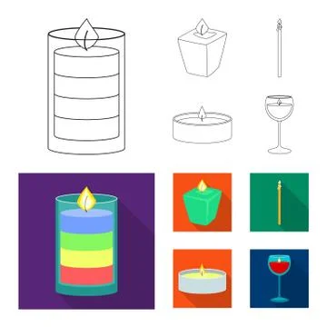 Isolated object of relaxation and flame symbol. Set of relaxation and wax stock 스톡 일러스트
