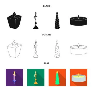 Isolated object of relaxation and flame sign. Set of relaxation and wax stock 스톡 일러스트