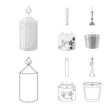 Isolated object of relaxation and flame sign. Collection of relaxation and wax Stock Illustration