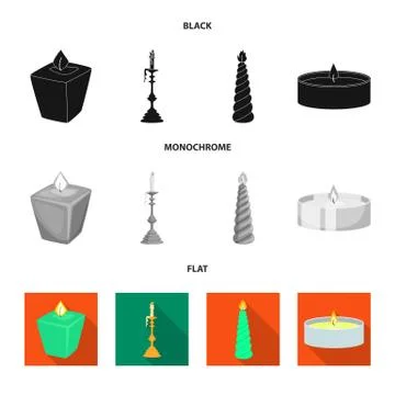 Isolated object of relaxation and flame sign. Set of relaxation and wax vector Illustrazione stock