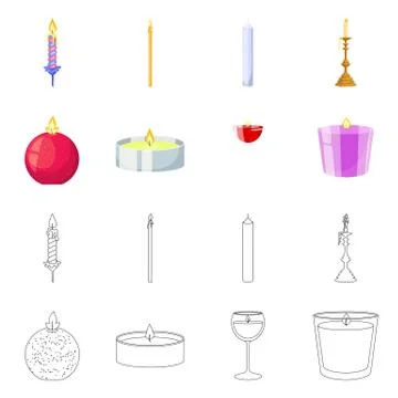 Isolated object of relaxation and flame symbol. Collection of relaxation and wax 스톡 일러스트