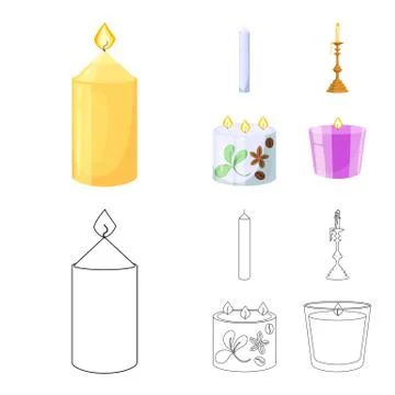 Isolated object of relaxation and flame icon. Set of relaxation and wax stock 스톡 일러스트