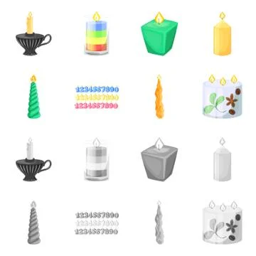 Isolated object of relaxation and flame icon. Set of relaxation and wax vector 스톡 일러스트