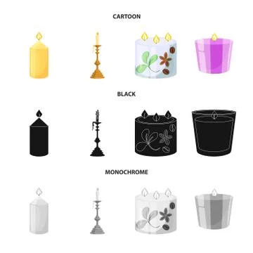 Isolated object of relaxation and flame symbol. Collection of relaxation and wax 스톡 일러스트