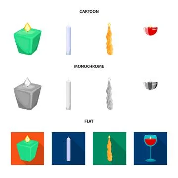 Isolated object of relaxation and flame sign. Collection of relaxation and wax 스톡 일러스트
