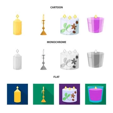 Isolated object of relaxation and flame symbol. Collection of relaxation and wax Illustrazione stock