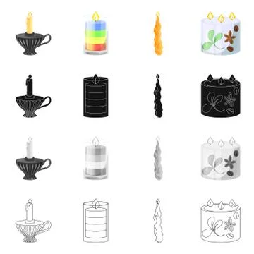 Isolated object of relaxation and flame sign. Collection of relaxation and wax 스톡 일러스트