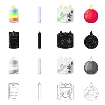 Isolated object of relaxation and flame sign. Collection of relaxation and wax 스톡 일러스트