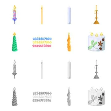 Isolated object of relaxation and flame logo. Set of relaxation and wax stock Illustrazione stock