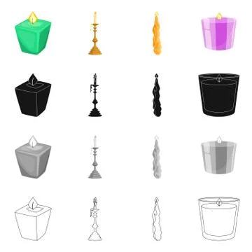 Isolated object of relaxation and flame icon. Set of relaxation and wax vector Stock Illustration